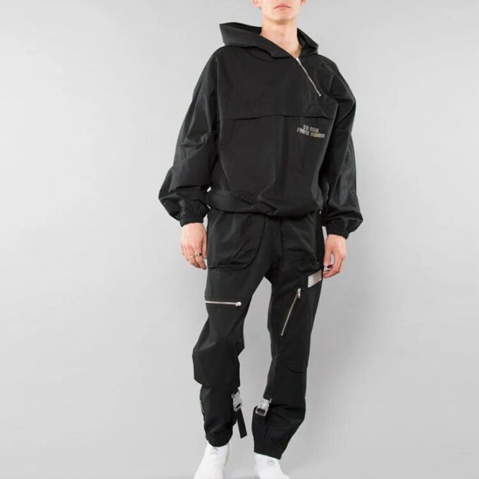 Off-White Homme Imprimé Motif Fermeture éclair Diagonale Coupe ample Noir