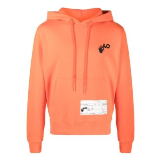 Off-White Homme à motifs imprimés, cordon de serrage, capuche, manches longues, coupe ajustée, orange