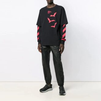 Off-White Homme SS21 Pantalon de sport/jogging à taille élastique, couleur unie, coupe ample, noir