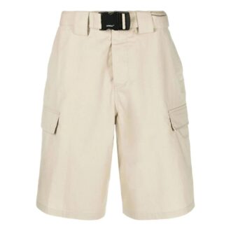 Off-White Homme SS22 Bermuda minimaliste à taille haute unie, version beige