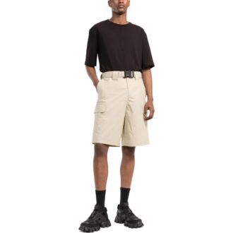Off-White Homme SS22 Bermuda minimaliste à taille haute unie, version beige