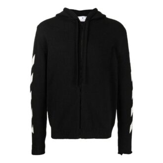 Off-White Homme SS22 dos logo classique imprimé, fermeture éclair, capuche, manches longues, version standard, noir