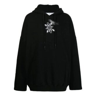 Off-White Homme SS22 Imprimé Logo Arrows Coton À Capuche Manches Longues Version Noir Off-White Homme SS22 Imprimé Logo Arrows Coton À Capuche Manches Longues Version Noir