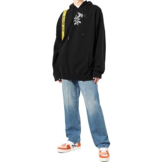 Off-White Homme SS22 Imprimé Logo Arrows Coton À Capuche Manches Longues Version Noir Off-White Homme SS22 Imprimé Logo Arrows Coton À Capuche Manches Longues Version Noir