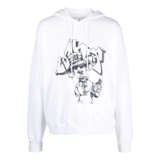 Off-White Homme SS22 T-shirt ample à cordon de serrage et imprimé graffiti Blanc Off-White Homme SS22 T-shirt ample à cordon de serrage et imprimé graffiti Blanc