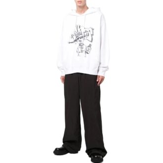 Off-White Homme SS22 T-shirt ample à cordon de serrage et imprimé graffiti Blanc Off-White Homme SS22 T-shirt ample à cordon de serrage et imprimé graffiti Blanc