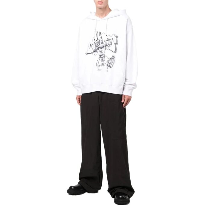 Off-White Homme SS22 T-shirt ample à cordon de serrage et imprimé graffiti Blanc
