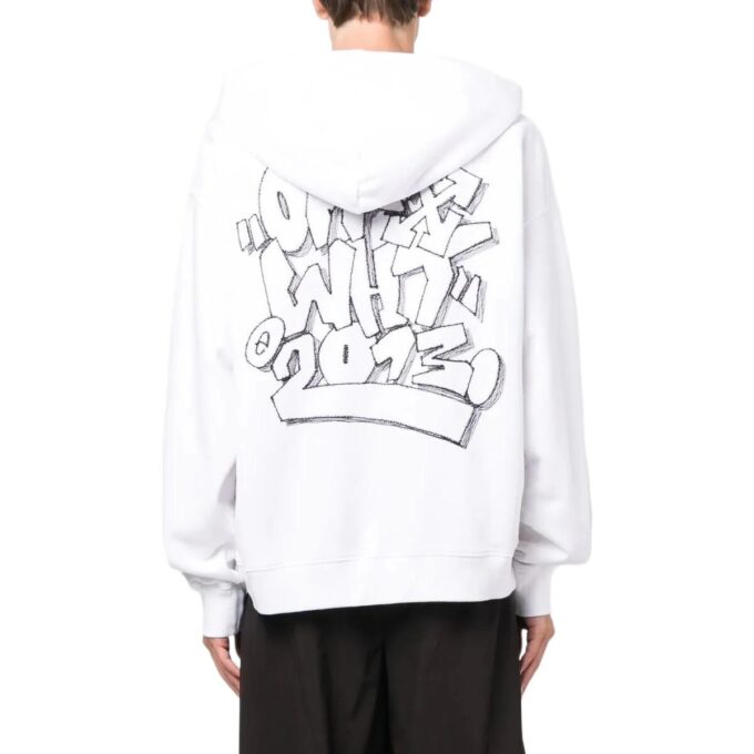 Off-White Homme SS22 T-shirt ample à cordon de serrage et imprimé graffiti Blanc
