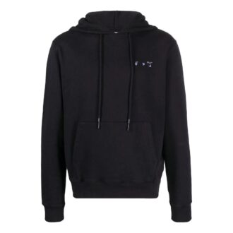 Off-White Homme SS22 T-shirt à manches longues à capuche, couleur unie, imprimé logo, noir Off-White Homme SS22 T-shirt à manches longues à capuche, couleur unie, imprimé logo, noir