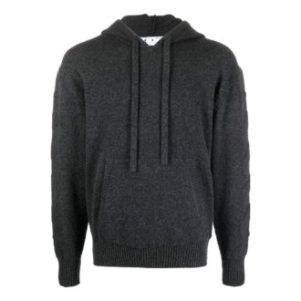 Off-White Homme SS22 Unie Imprimé logo dans le dos À capuche Manches longues Gris