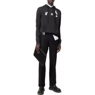 Off-White Homme SS22 Version à capuche et manches longues avec imprimé, noir