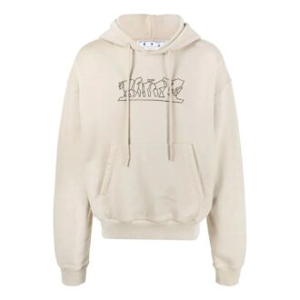 Off-White Homme SS22 Version à manches longues et capuche en coton avec logo brodé, couleur kaki