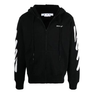 Off-White Homme SS22 Veste à fermeture éclair imprimée à rayures diagonales Version Noir