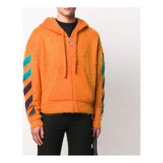 Off-White Hommes 3D Logo à capuche en tricot orange