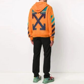 Off-White Hommes 3D Logo à capuche en tricot orange