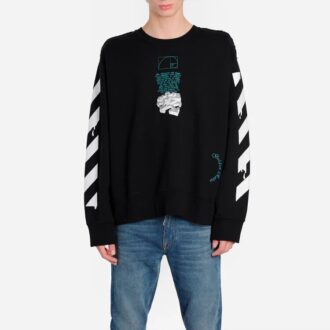 Off-White Hommes C/O Virgil Abloh T-shirt à col rond noir avec imprimé flèche et slogan