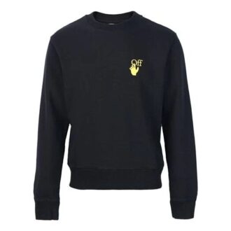 Off-White Hommes Couleur Or Imprimé Motif Terre Col Rond Noir