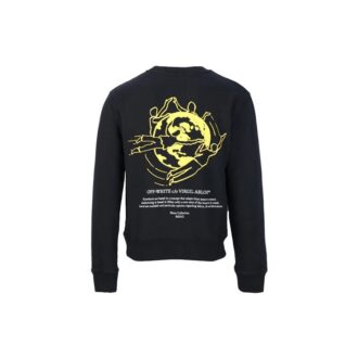 Off-White Hommes Couleur Or Imprimé Motif Terre Col Rond Noir