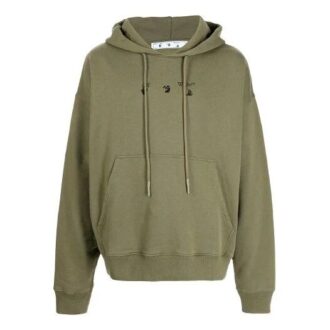 Off-White Hommes FW21 Impression du logo Manches longues Coupe ample Vert