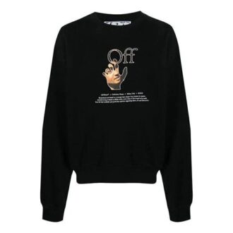 Off-White Hommes FW21 Imprimé logo Col rond Manches longues Coupe ample Noir