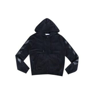 Off-White Hommes FW21 Imprimé Logo Fermeture Éclair Version Slim Fit Noir