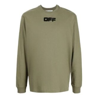 Off-White Hommes FW21 Imprimé logo Manches longues Coupe ample Vert