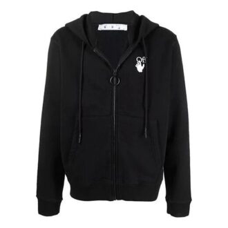 Off-White Hommes FW21 Logo Motif flèche Fermeture éclair Coupe ample Noir