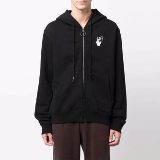 Off-White Hommes FW21 Logo Motif flèche Fermeture éclair Coupe ample Noir
