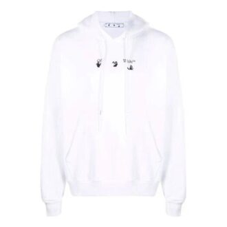 Off-White Hommes FW21 Motif Arrows À capuche Manches longues Coupe ample Blanc