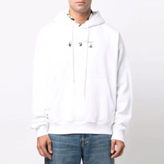 Off-White Hommes FW21 Motif Arrows À capuche Manches longues Coupe ample Blanc