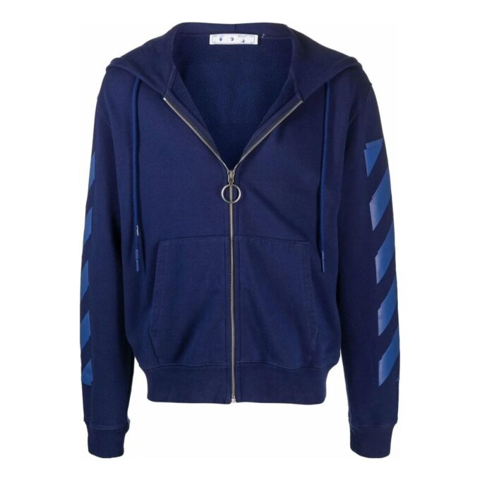 Off-White Hommes FW21 Rayures Fermeture éclair Version standard Bleu