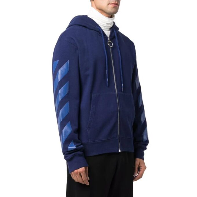 Off-White Hommes FW21 Rayures Fermeture éclair Version standard Bleu