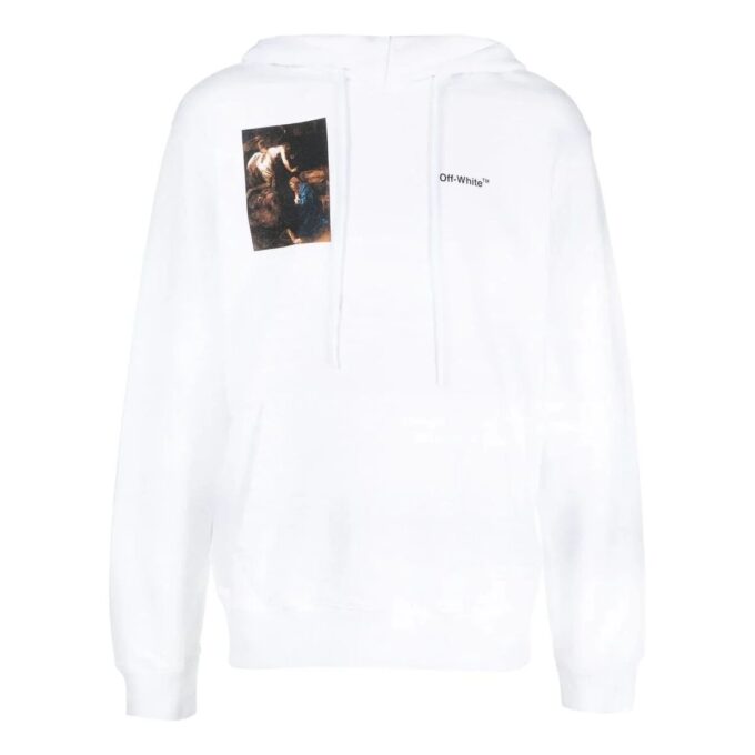 Off-White Hommes FW22 Imprimé à motifs de personnages, coupe ample, blanc