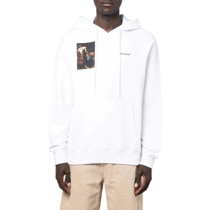 Off-White Hommes FW22 Imprimé à motifs de personnages, coupe ample, blanc