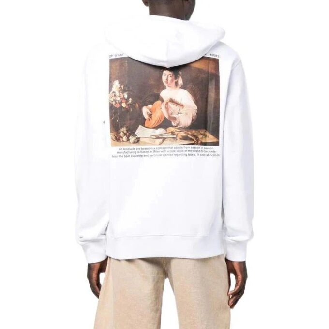 Off-White Hommes FW22 Imprimé à motifs de personnages, coupe ample, blanc