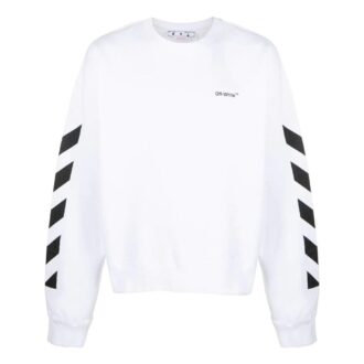 Off-White Hommes FW22 Rayures latérales Imprimé alphabétique Col rond droit Manches longues Automne Blanc Off-White Hommes FW22 Rayures latérales Imprimé alphabétique Col rond droit Manches longues Automne Blanc