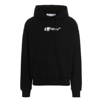 Off-White Hommes FW22 T-shirt à capuche à manches longues ample avec logo alphabétique imprimé, noir Off-White Hommes FW22 T-shirt à capuche à manches longues ample avec logo alphabétique imprimé, noir