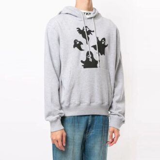 Off-White Hommes Imprimé Devil À capuche Manches longues Gris