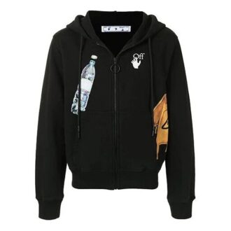 Off-White Hommes Imprimé Fermeture éclair Noir