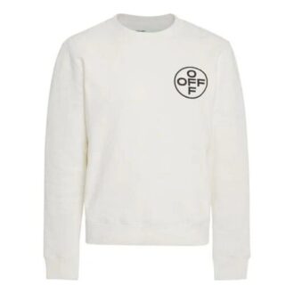 Off-White Hommes Imprimé Logo Arrows Col Rond Manches Longues Blanc