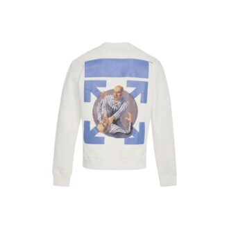Off-White Hommes Imprimé Logo Arrows Col Rond Manches Longues Blanc