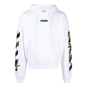 Off-White Hommes Imprimé logo Couleur unie Manches longues Blanc