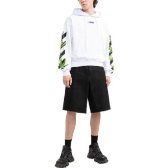 Off-White Hommes Imprimé logo Couleur unie Manches longues Blanc
