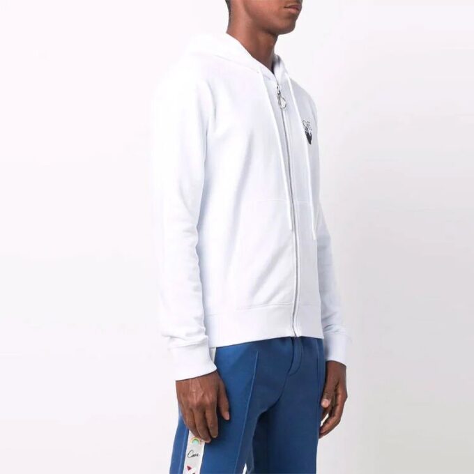 Off-White Hommes Imprimé Logo Fermeture éclair Blanc