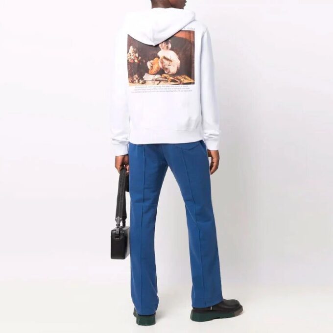Off-White Hommes Imprimé Logo Fermeture éclair Blanc