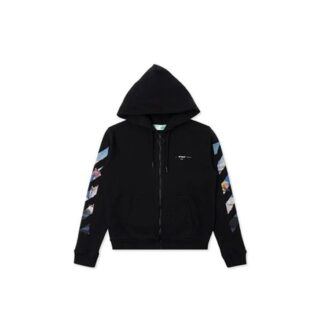 Off-White Hommes Imprimé Peinture Motif Flèche Fermeture à glissière Noir classique