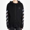 Off-White Hommes Imprimé Peinture Motif Flèche Fermeture à glissière Noir classique