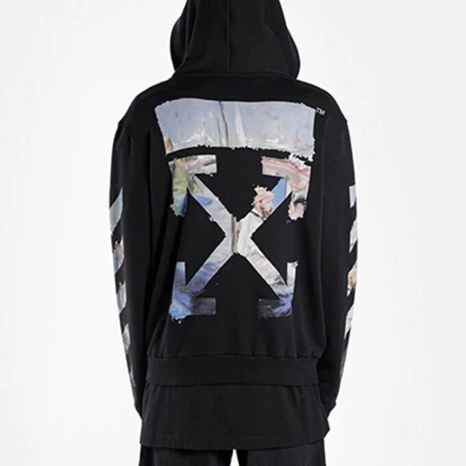 Off-White Hommes Imprimé Peinture Motif Flèche Fermeture à glissière Noir classique
