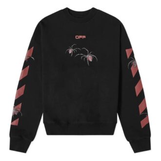 Off-White Hommes Logo Spider Imprimé Col Rond Manches Longues Noir
