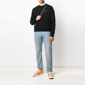 Off-White Hommes Motif logo alphabétique Manches longues Coupe ample Noir